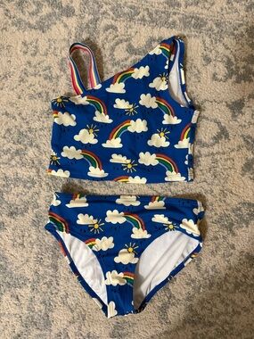 Hannah Andersson Kids Blue Rainbow Cloud Two-Piece Swimsuit